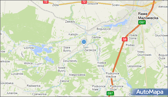 mapa Zarzecze, Zarzecze gmina Rawa Mazowiecka na mapie Targeo